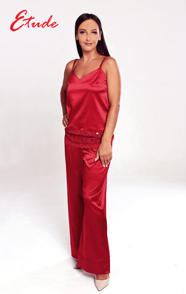 Women's Red satin pajama set “Eleonora”