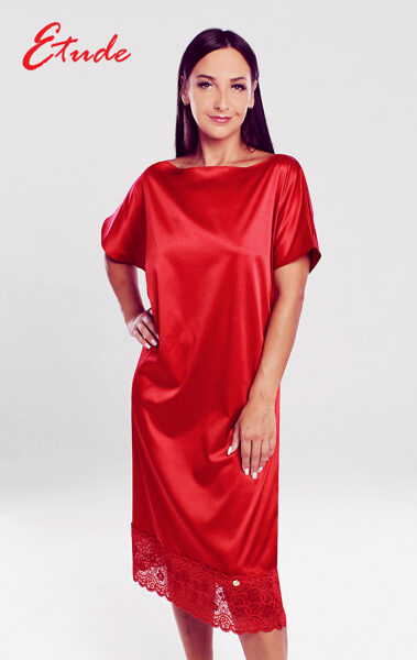 Women's Red Satin kimono nightgown “Eleonora”